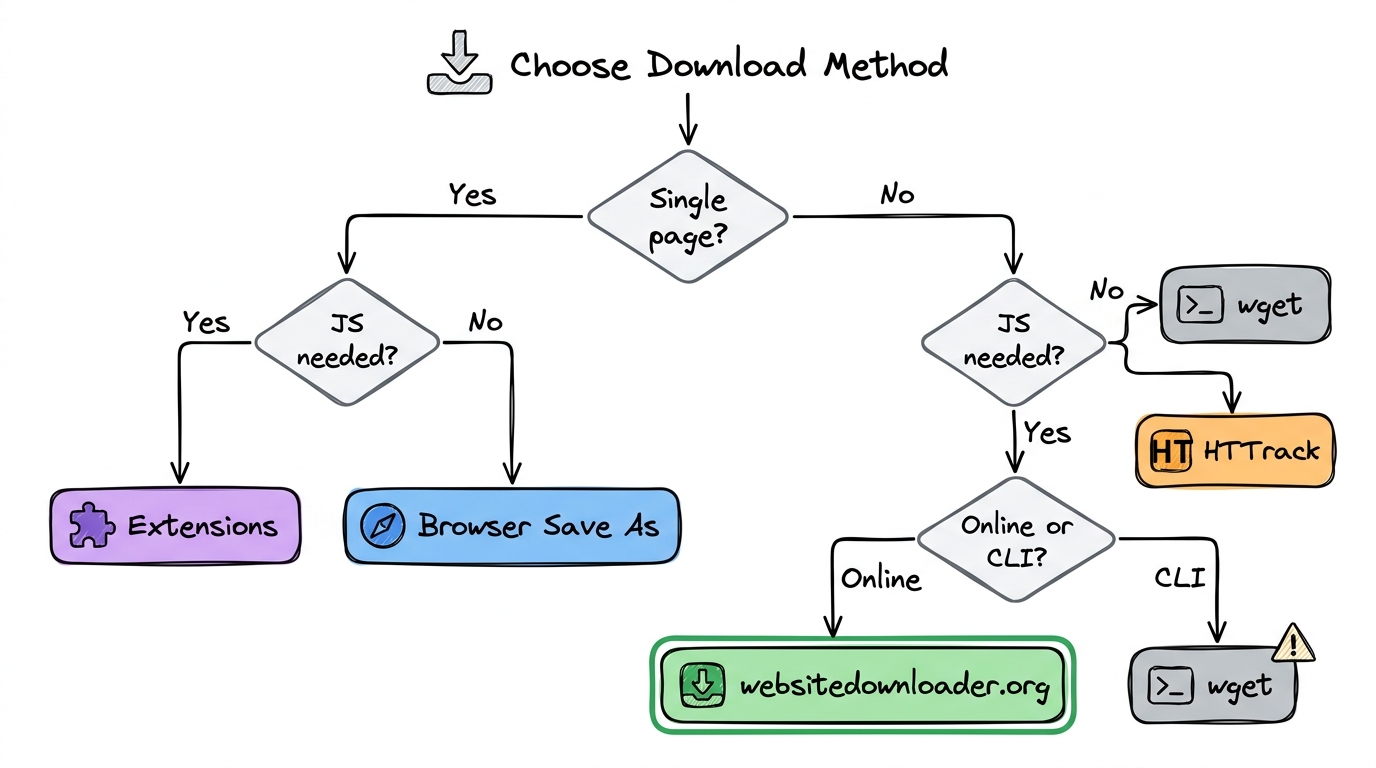 Method selection flowchart: decision tree to choose the right download method for your needs